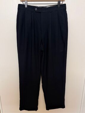 Slates Men's Black Pleated Dress Pants